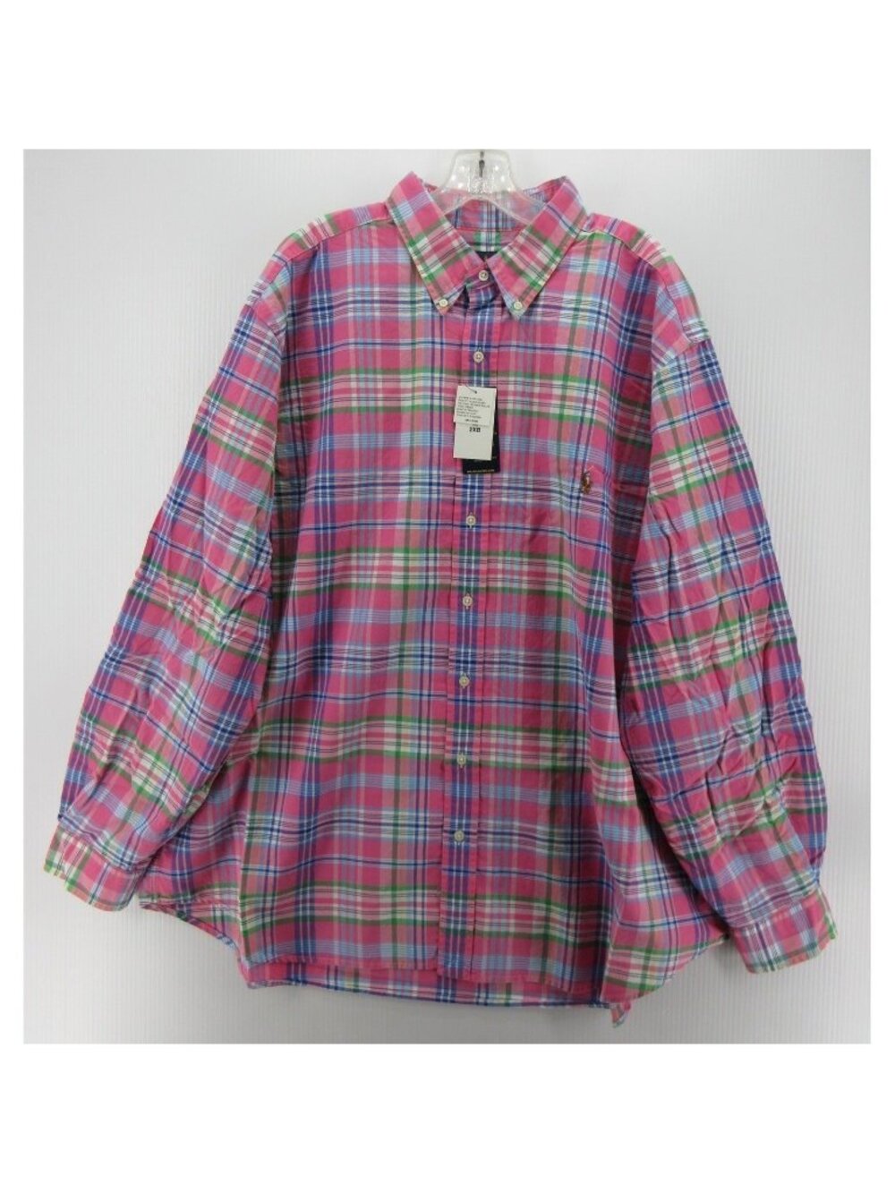 Ralph Lauren Shirt 2XB Big Button Down Plaid Flesh Pony Preppy Cotton